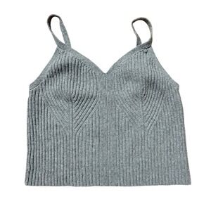 Auden Sleepwear Ribbed Knit Camisole Top Heather Grey XXL V-Neck Spaghetti Strap